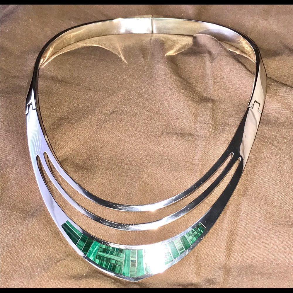 950 Sterling w/Malachite Green Choker